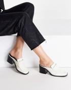 Asos Design Sky Padded Heeled Loafers In Off White-neutral