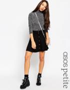 Asos Petite Mini Skater Skirt With Poppers - Black
