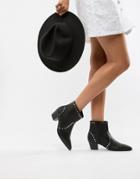 Faith Bud Studded Heeled Ankle Boots - Black