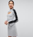 Asos Tall Mini Dress With Popper Sleeve And Cut Out-gray