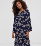 Y.a.s Tall Allover Floral Printed Mini Shift Dress In Navy