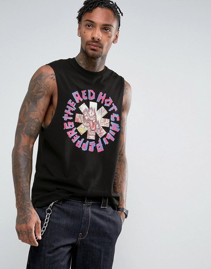 Asos Red Hot Chili Pepper Sleeveless T-shirt With Dropped Armhole - Black