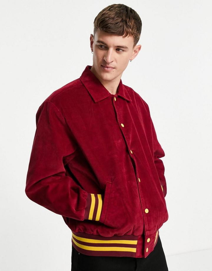 Levi's Skateboarding Corduroy Varsity Jacket In Warm Cabernet Red
