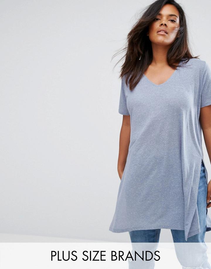 New Look Plus Split Side T-shirt - Multi