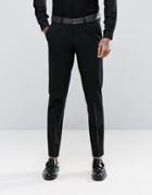 Asos Skinny Suit Pants With Contrast Lapel - Black