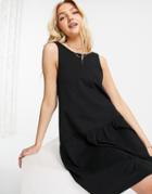 Asos Design Sleeveless Smock Dress With V Back In Black