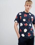 Farah Butlins Floral Print T-shirt In Navy - Navy