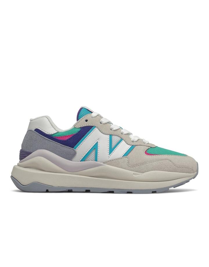 New Balance 57/40 Suede Sneakers In Green And Pink Multi