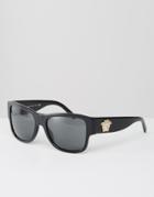 Versace Square Sunglasses With Side Medusa - Black
