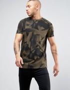 Asos T-shirt With All Over Paint Stroke Print - Green