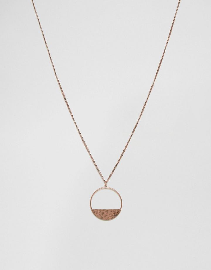 Asos Necklace With Burnished Copper Pendant - Brown