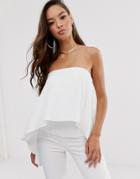 Asos Design Off Shoulder Top With Cape Detail - White