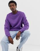 Asos Design Oversized Sweatshirt In Purple