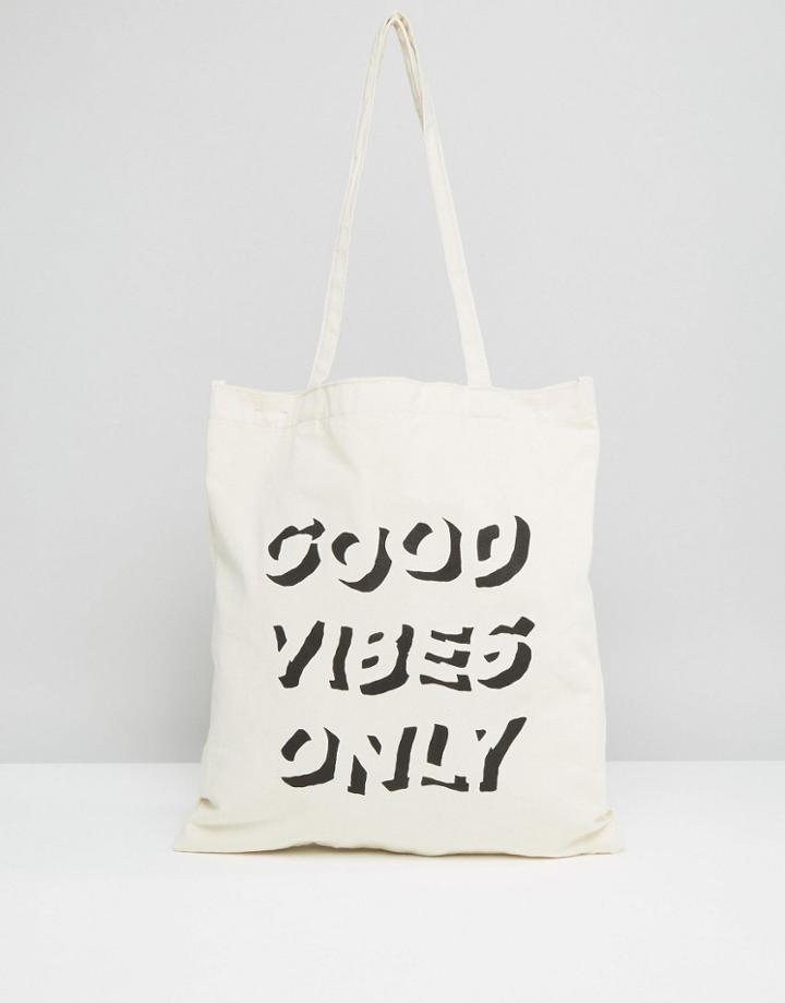 Asos Tote Bag With Slogan - White