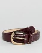 Pieces Croc Effect Belt With Buckle - Red