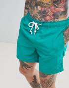 Original Penguin Swim Shorts Slim Fit Small Logo In Green - Green