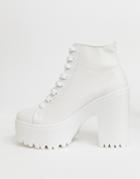 Asos Design Everest Chunky Canvas Lace Up Boots In White - White