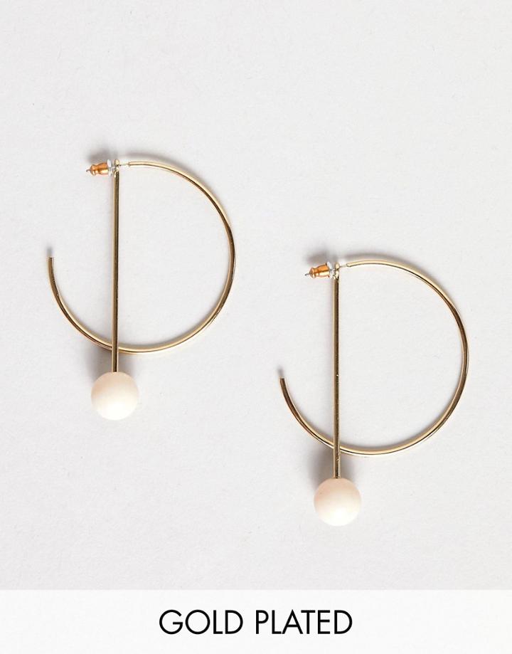 Pilgrim Gold Plated Hoop Earrings With Bar Drop - Gold