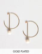 Pilgrim Gold Plated Hoop Earrings With Bar Drop - Gold