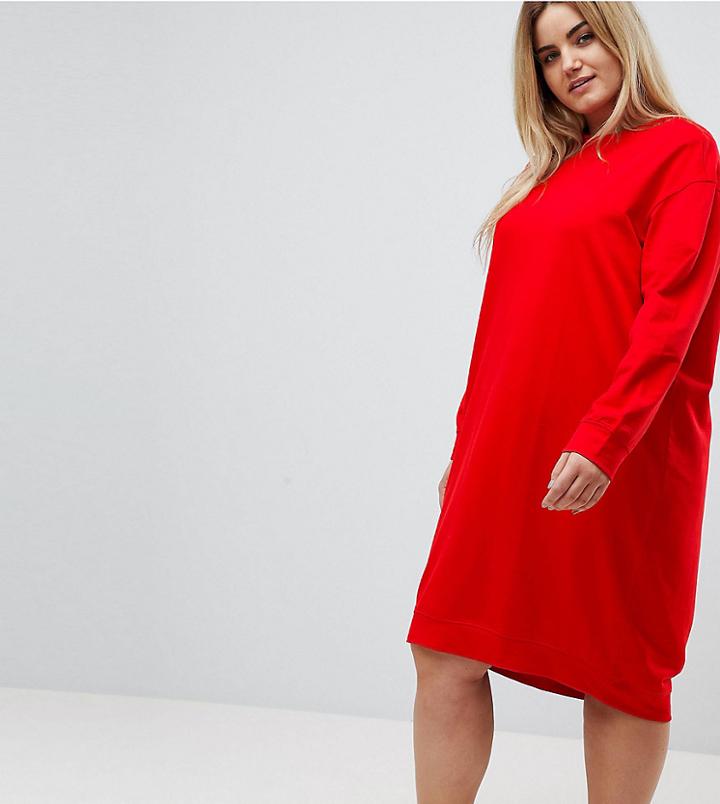 Asos Curve Sweat Dress - Red