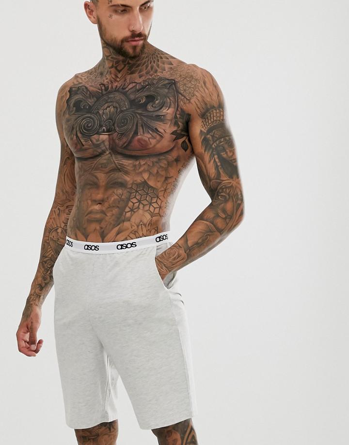 Asos Design Lounge Short In Gray Marl With Branded Waistband - Gray