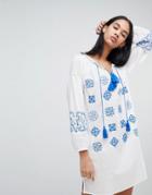Pepe Jeans Kate Embroidered Tunic Dress - White