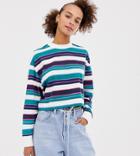 Collusion Cropped Stripe Long Sleeve Top - Multi