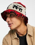 Asos Design Knitted Bucket Hat With Aztec Inspired Design In Multicolor