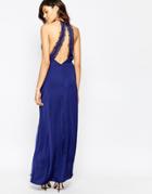 Only Halterneck Maxi Dress With Lace Back - Blue Depths