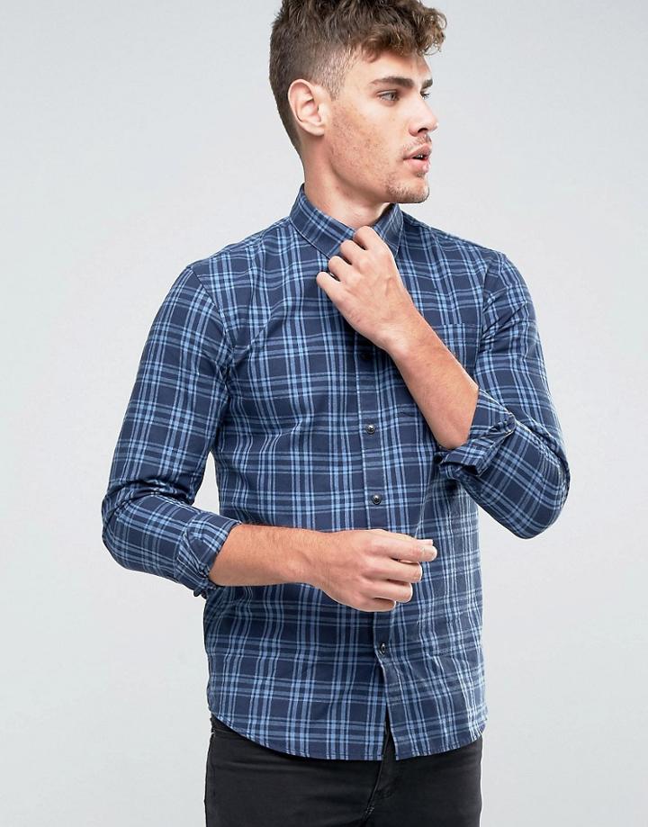 Jack And Jones Flannel Check Shirt - Navy