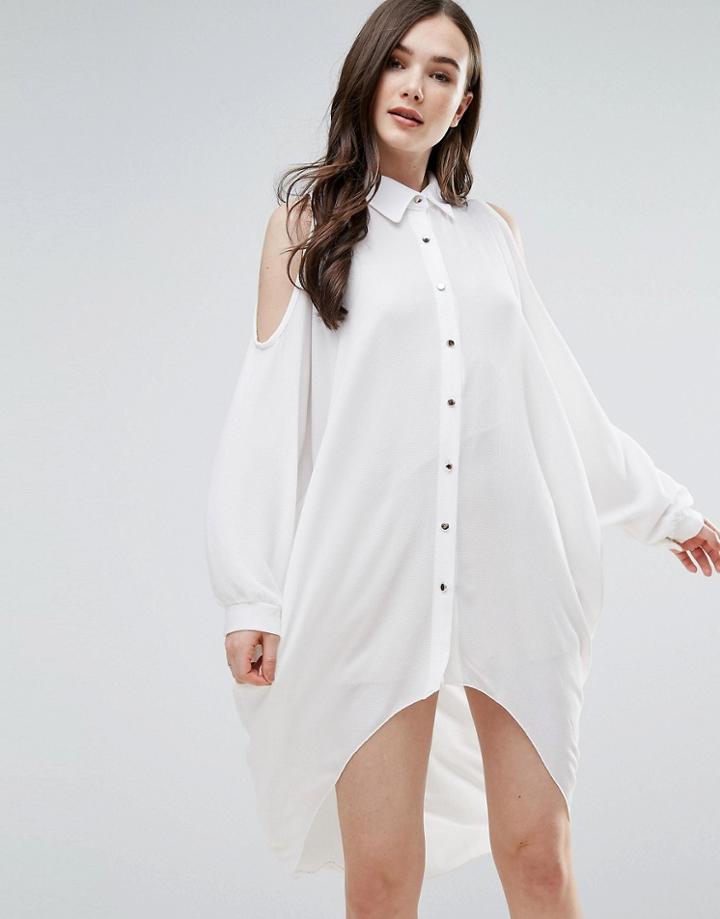 Pussycat London Botton Front Tunic Dress - White