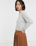 Only Knitted Wide Neck Sweater-gray