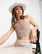 Violet Romance Knitted Cami Top 3 Piece In Taupe-brown