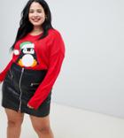 Brave Soul Plus Penguin Christmas Sweater - Red