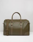 Barneys Structured Leather Carryall In Khaki - Green