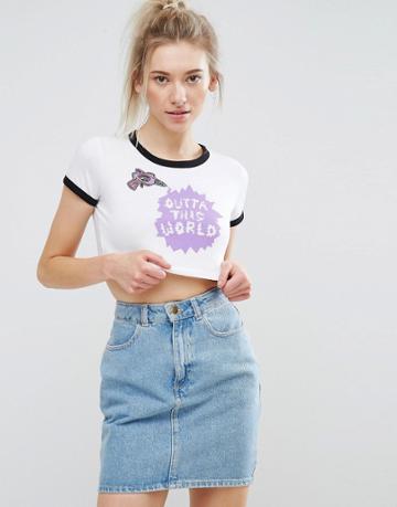 Illustrated People Out Of This World Crop T-shirt - White