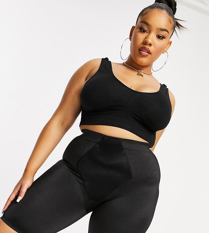 Yours Satin Control Shorts In Black-grey