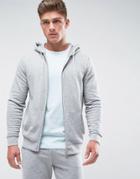 New Look Zip Through Hoodie In Gray - Gray
