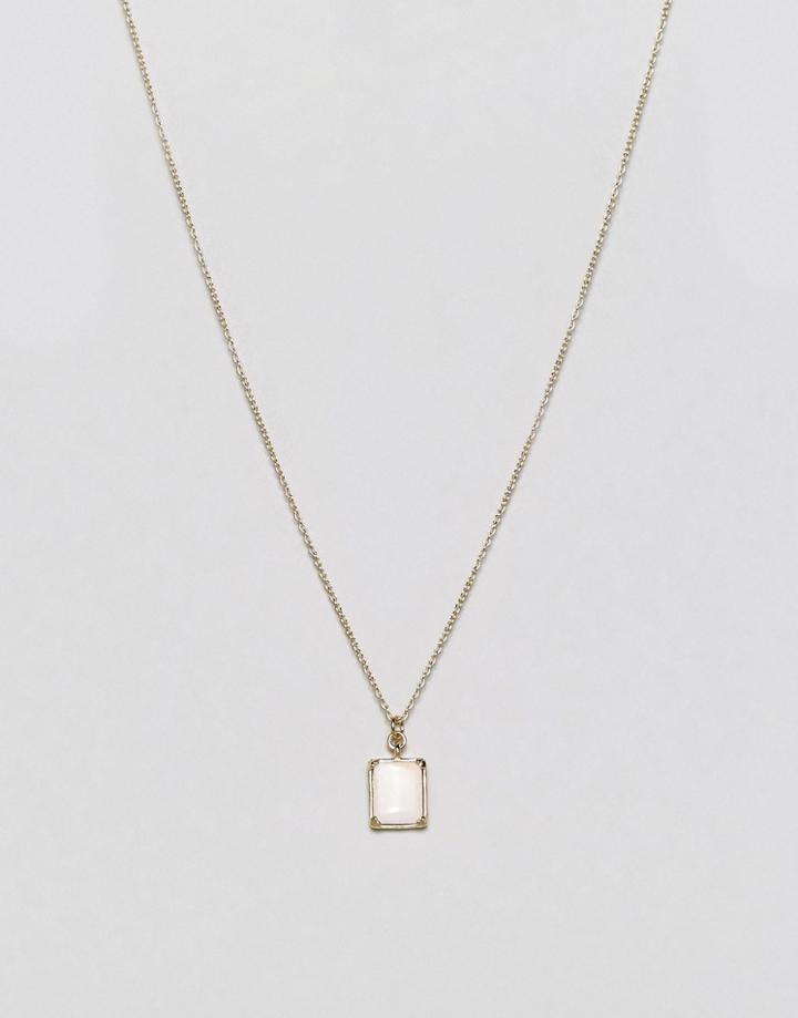 Asos Gold Plated Sterling Silver Pretty Stone Necklace - Gold