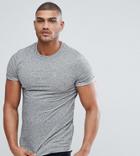 Asos Tall T-shirt In Twisted Jersey Textured Fabric With Roll Sleeve - Gray