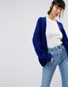 Asos Chunky Cardigan In Oversize And Cable - Blue