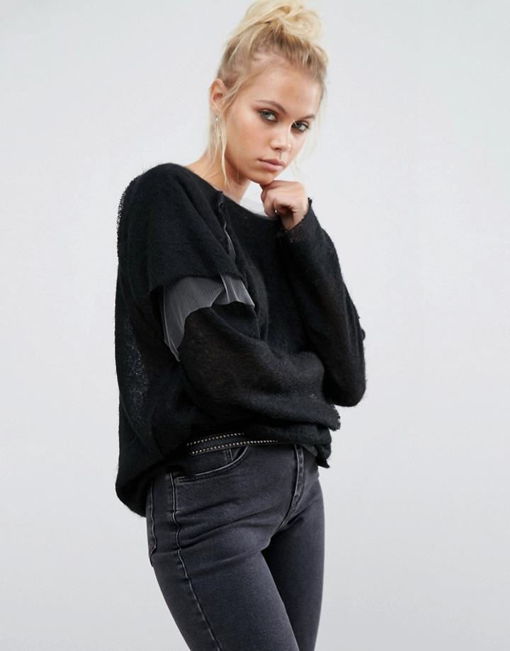 The Ragged Priest Long Sleeve Reconstructed Sweater With Mesh Layer -