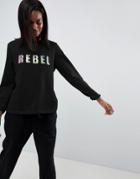 Asos Design Lounge Rebel Sequin Sweat Top - Black