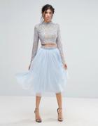 Maya Tulle Midi Skirt With Embellished Waist - Multi