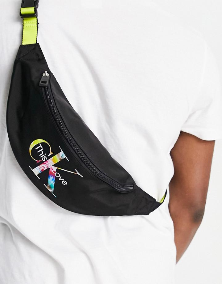 Calvin Klein Jeans Recycled Polyester Pride Capsule Fanny Pack In Black
