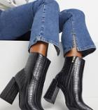 Glamorous Wide Fit Clean Boot With Square Toe In Black Croc