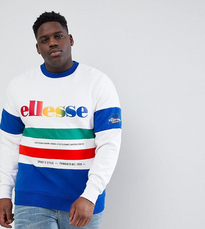 Ellesse Plus Color Block Paneled Sweatshirt In White - White