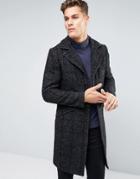 Sisley Wool Overcoat With Stripe Herringbone Detail - Gray