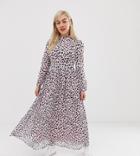 Glamorous Petite Maxi Dress With High Neck In Dalmatian Print-purple
