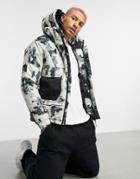 Soul Star Snow Camo Jacket With Detachable Hood In Black